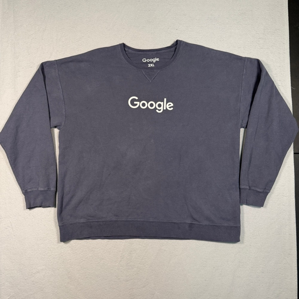 Google Unisex Crewneck Sweatshirt 2XL Navy Blue Cotton Blend Logo Pullover